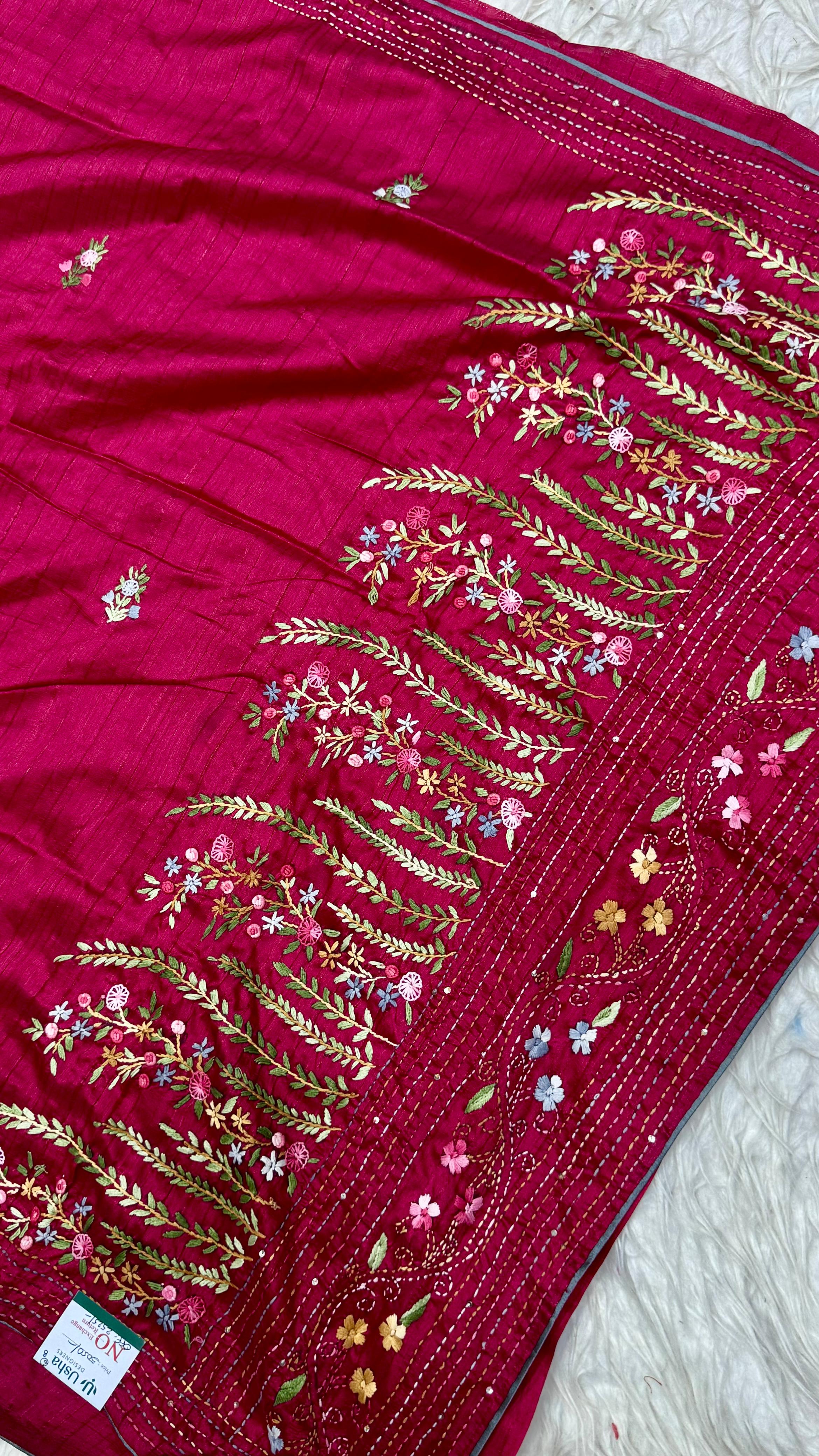 Kantha Work Saree