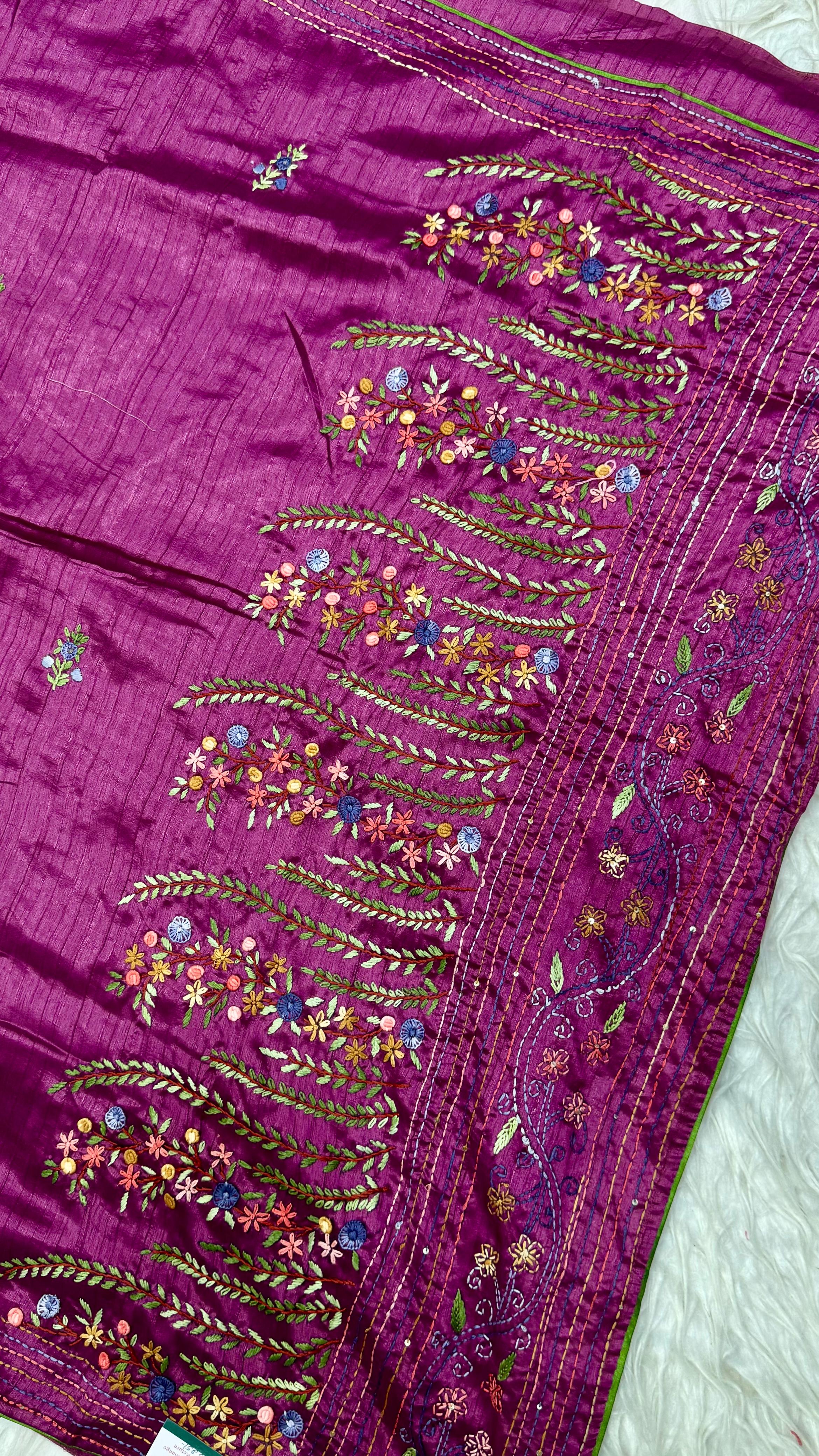 Kantha Work Saree