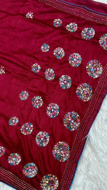 Kantha Work Saree