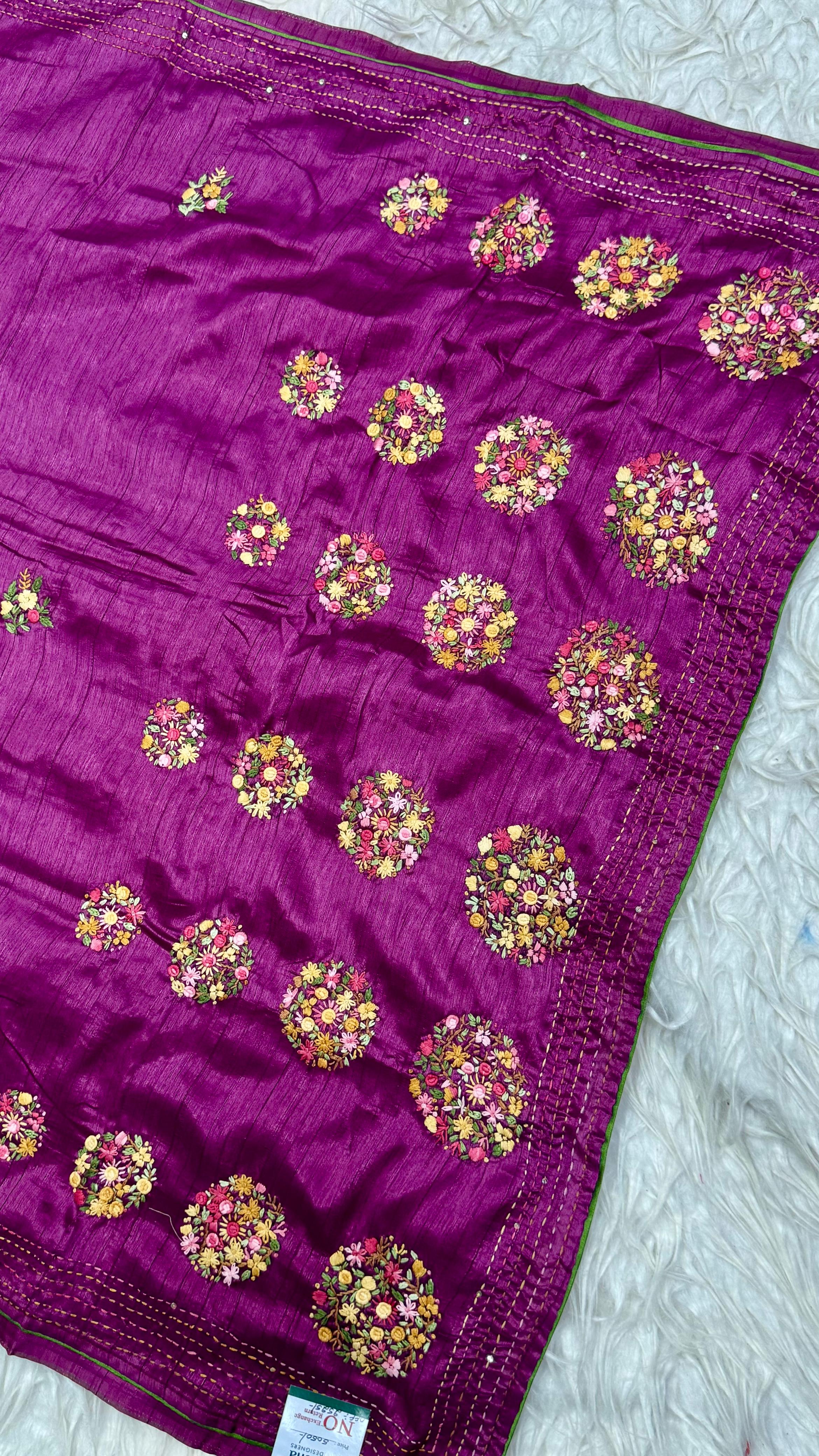 Kantha Work Saree