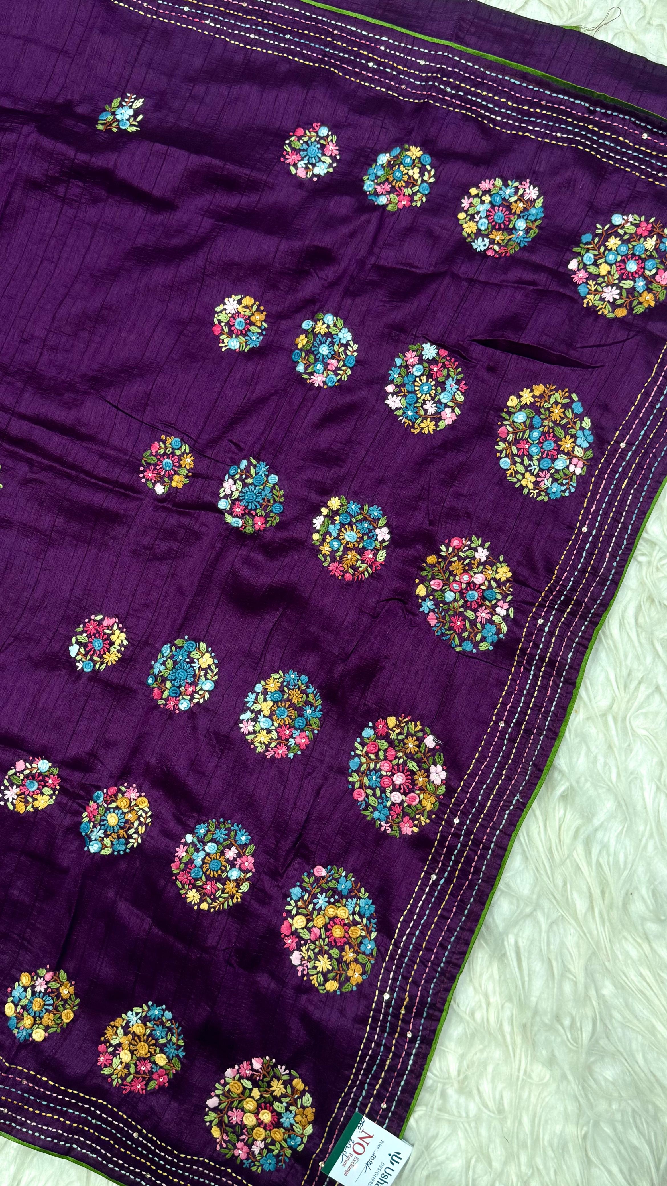 Kantha Work Saree