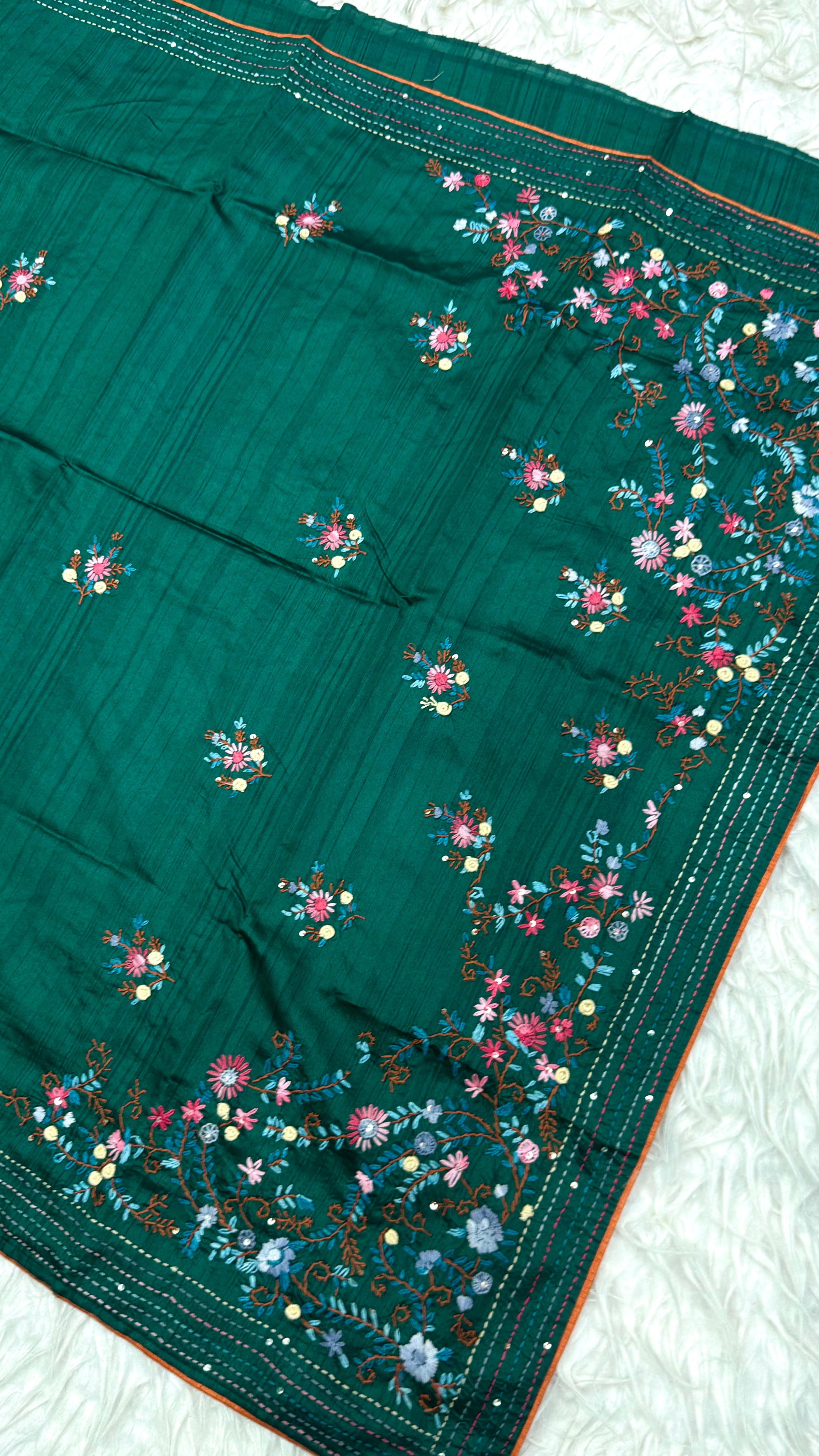 Kantha Work Saree