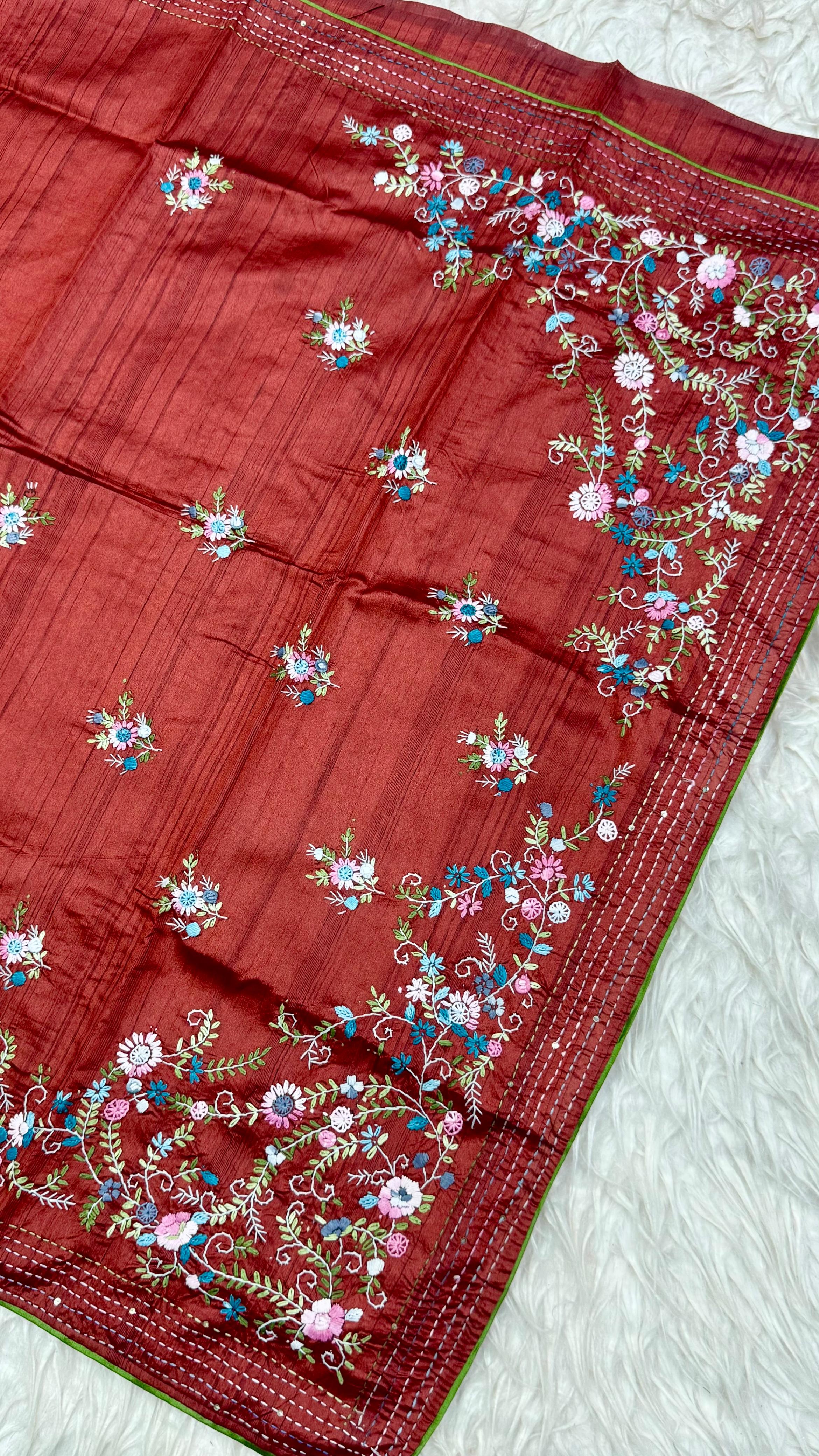 Kantha Work Saree