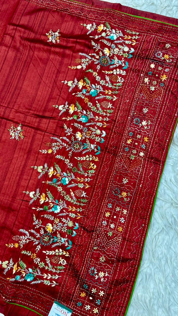 Kantha Work Saree