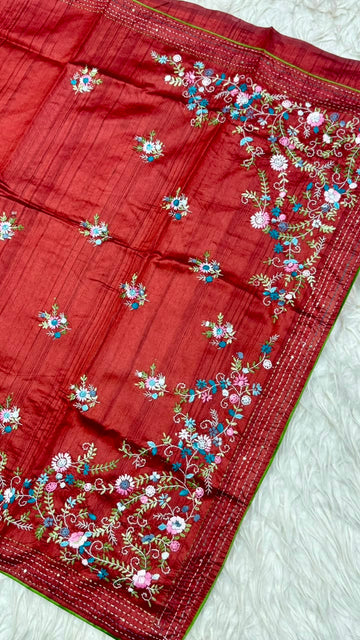 Kantha Work Saree
