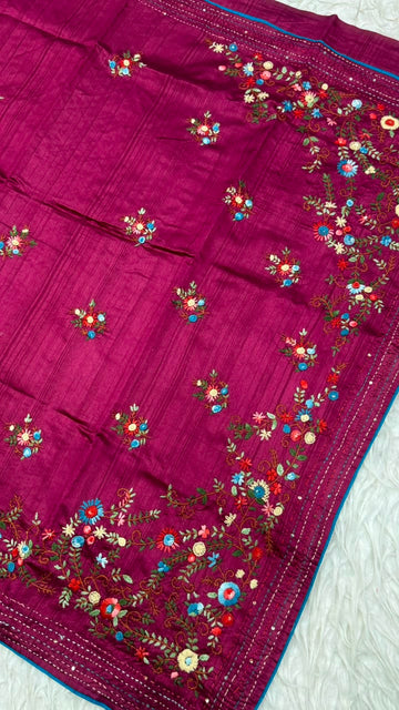 Kantha Work Saree