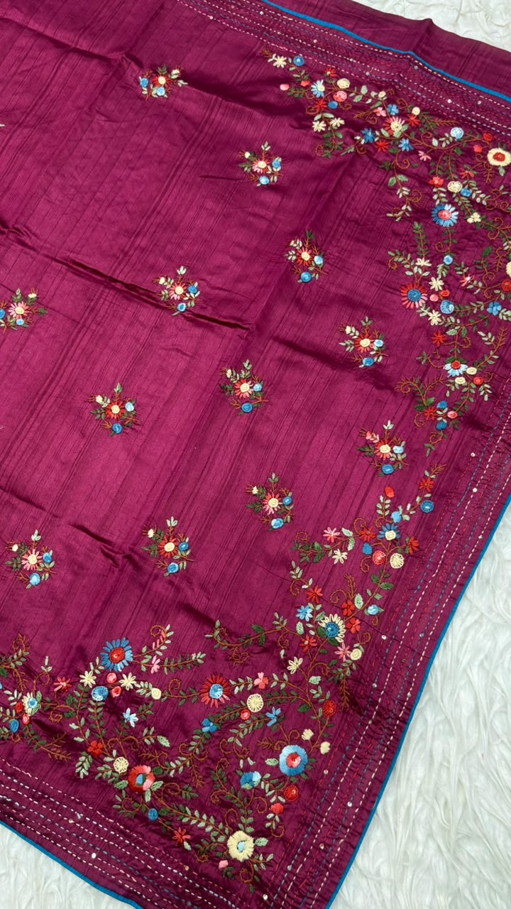 Kantha Work Saree
