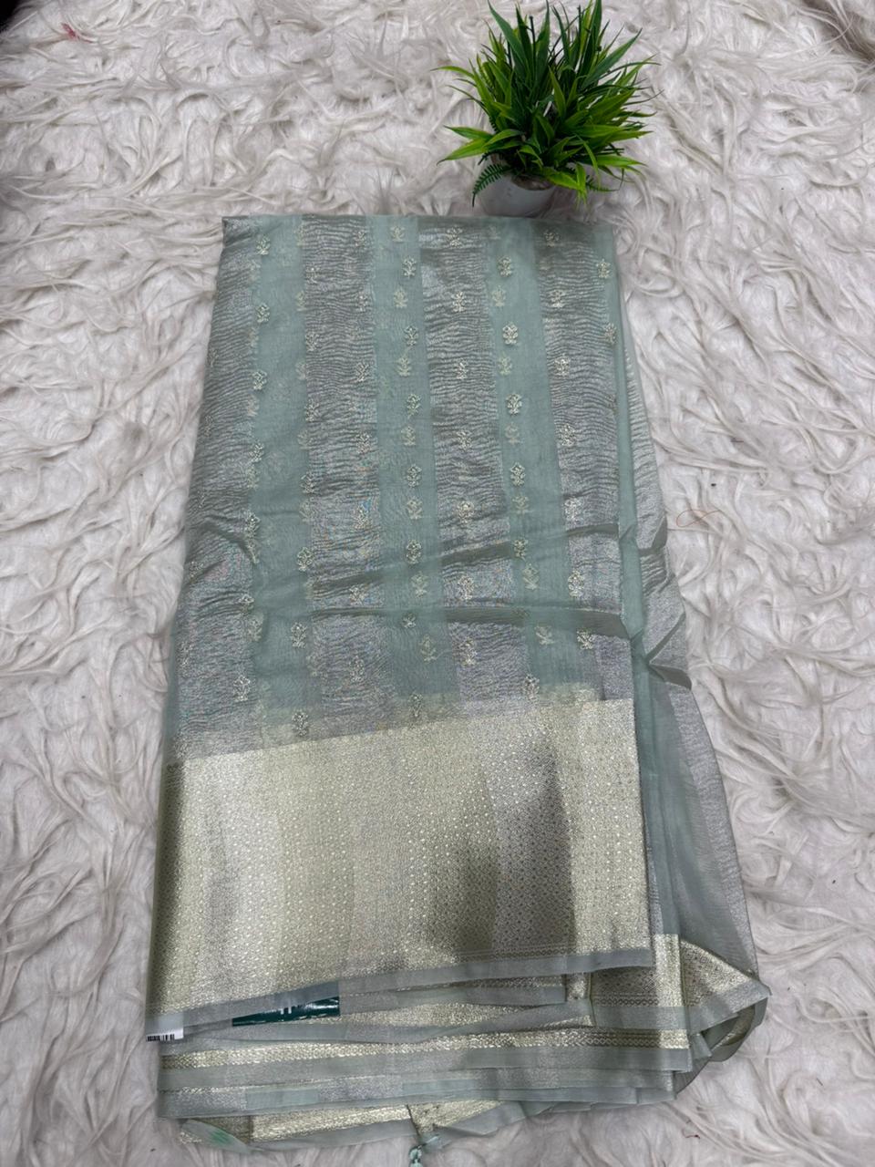 Soft Organza Tissue Fusion Saree