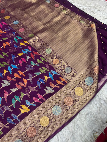 Premium Mashru Satin With Meenakari Weaving Saree