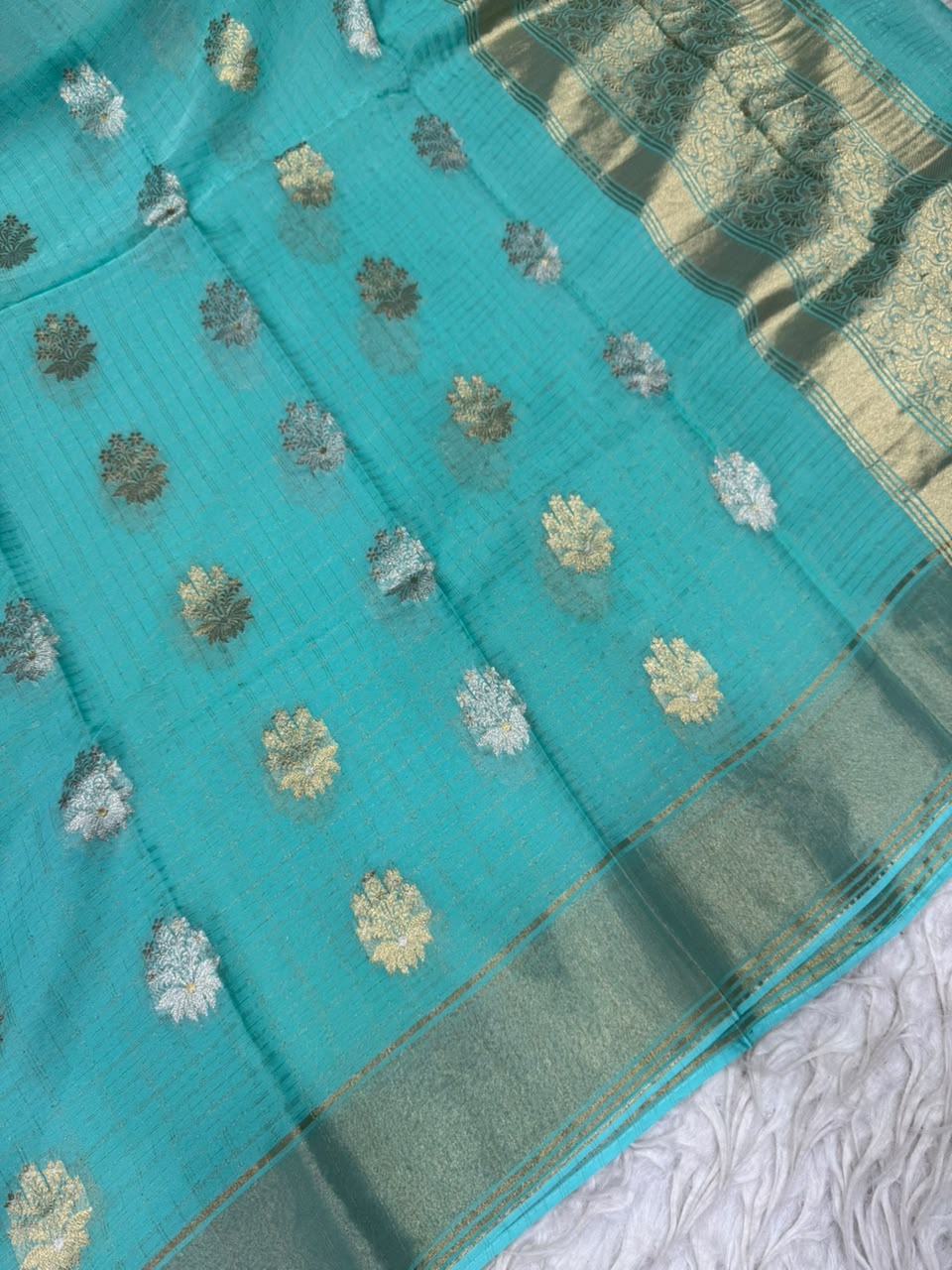 Georgette With Zari Patta Sarees