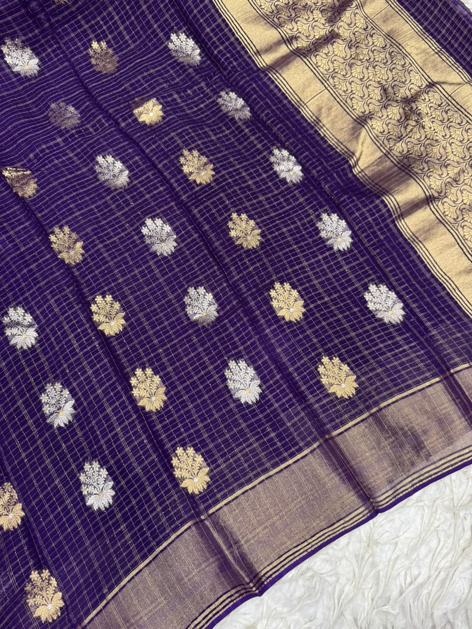 Georgette With Zari Patta Sarees