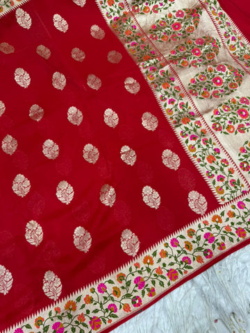 Georgette Saree With Paithani Weaving