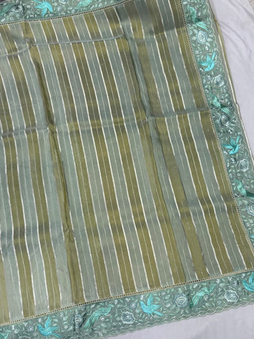 Crape Tissue Fusion Sarees