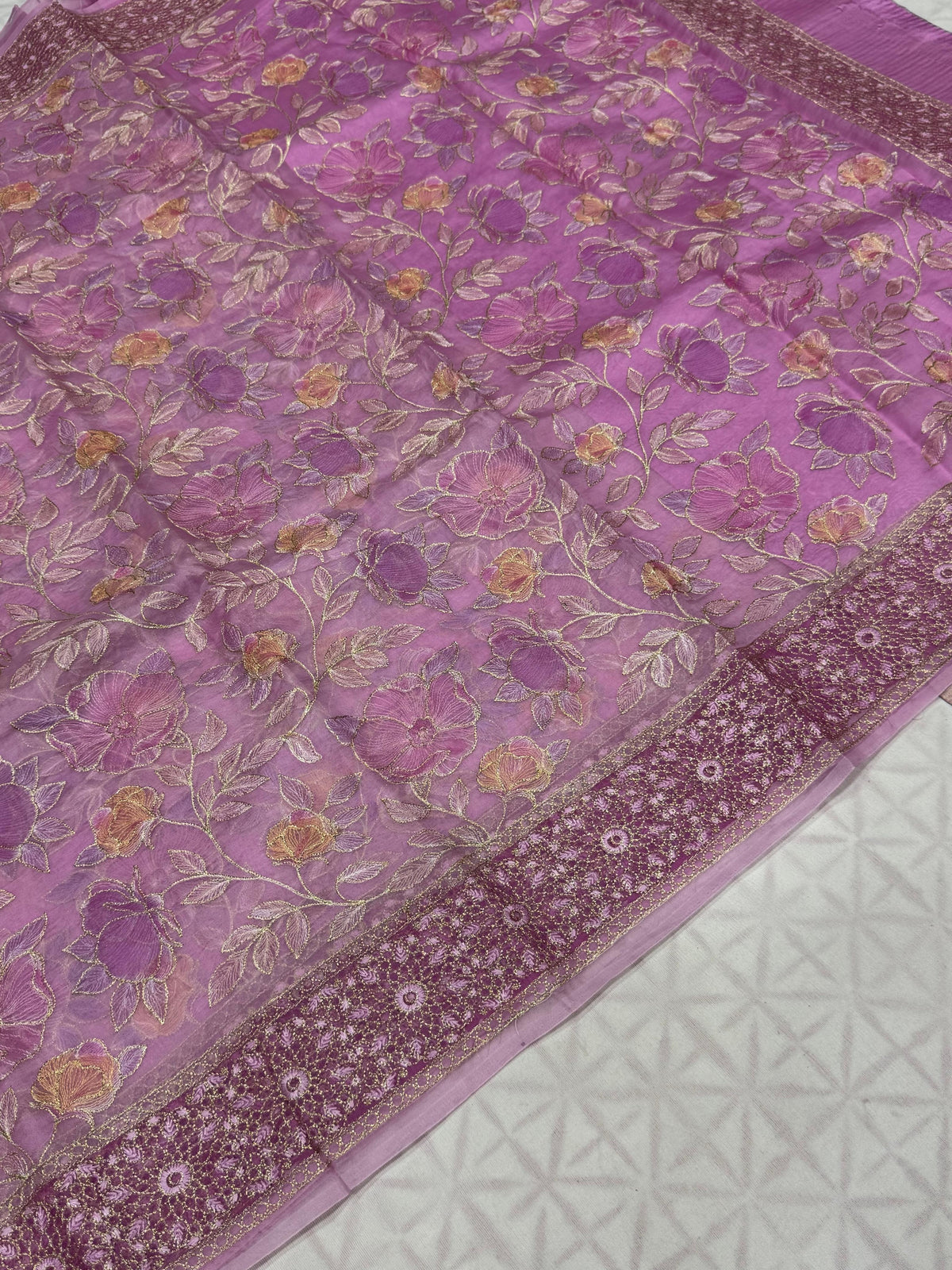Pure Organza With Hand Embroidery Sarees