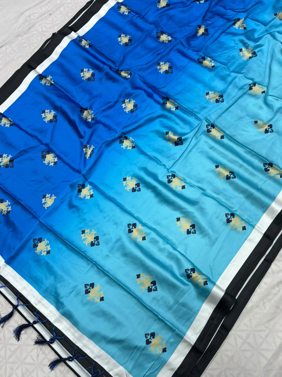 Premium Japan Satin With Ajrakh Print Sarees