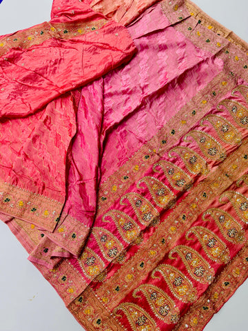 Pure benarasi with maggam work saree