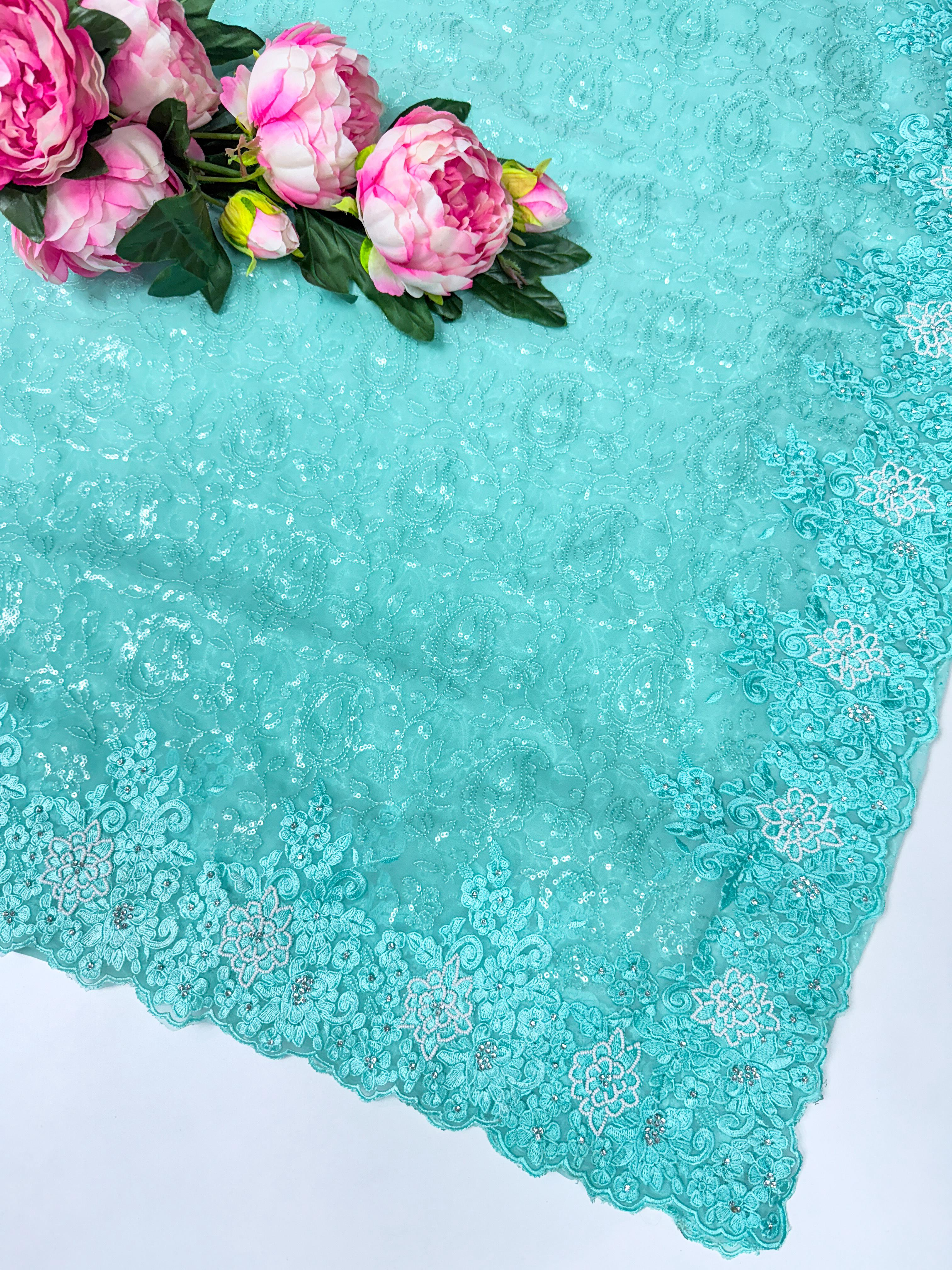 Pure georgate  saree with heavy work