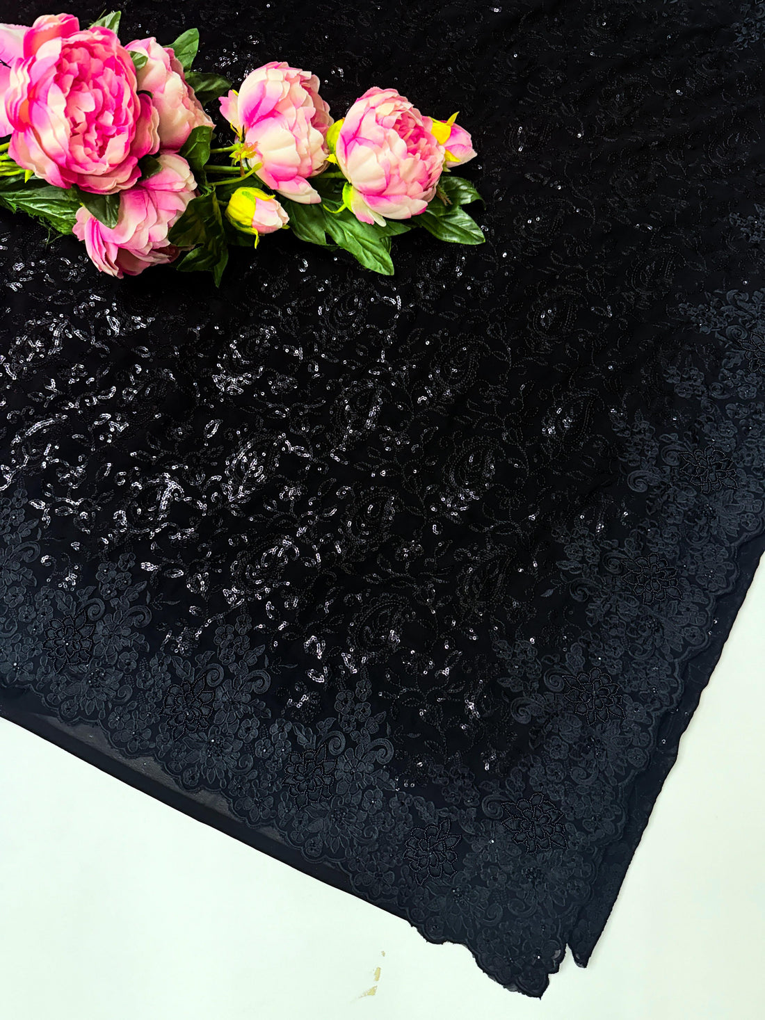 Pure georgate  saree with heavy work