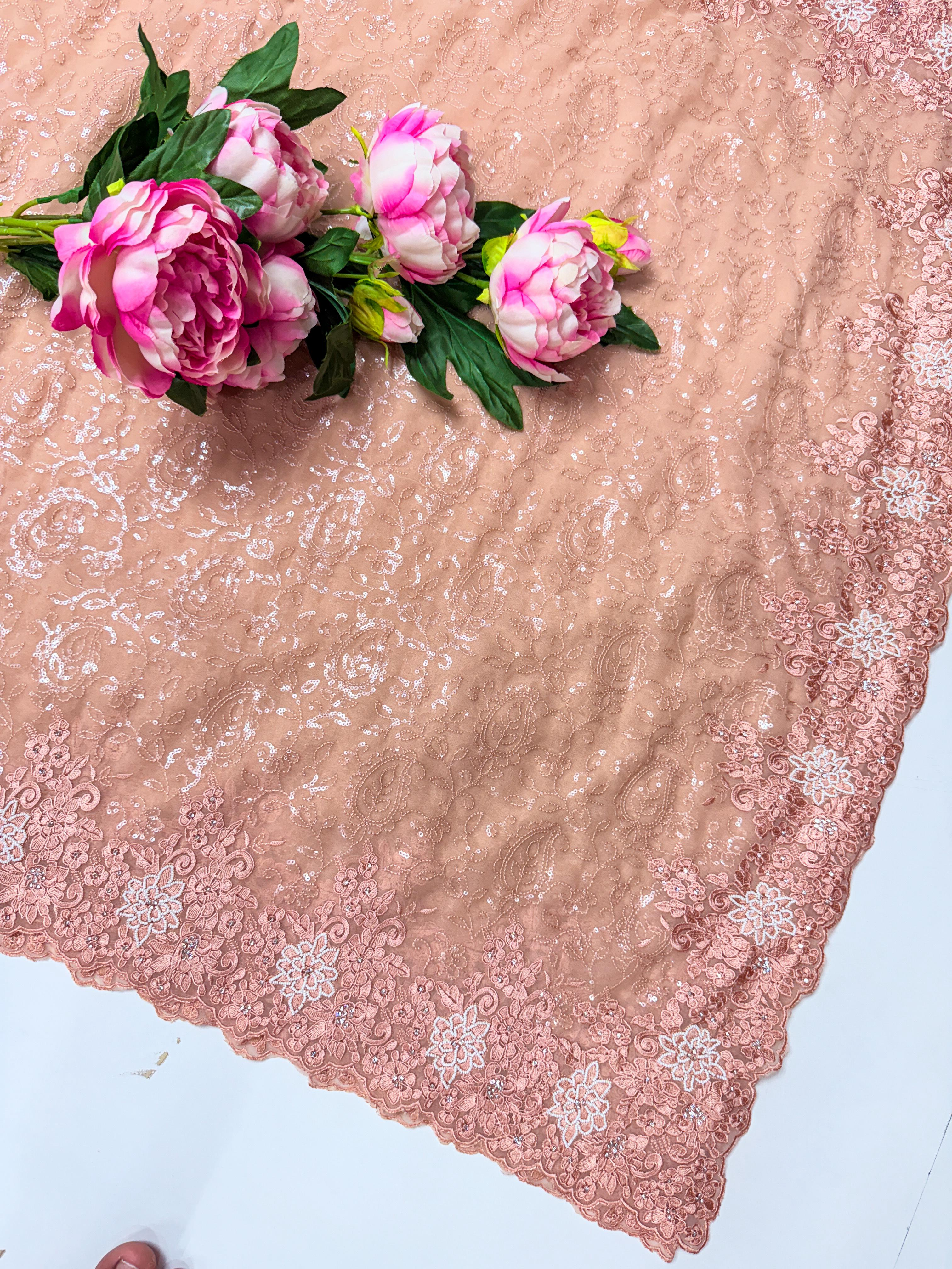 Pure georgate  saree with heavy work