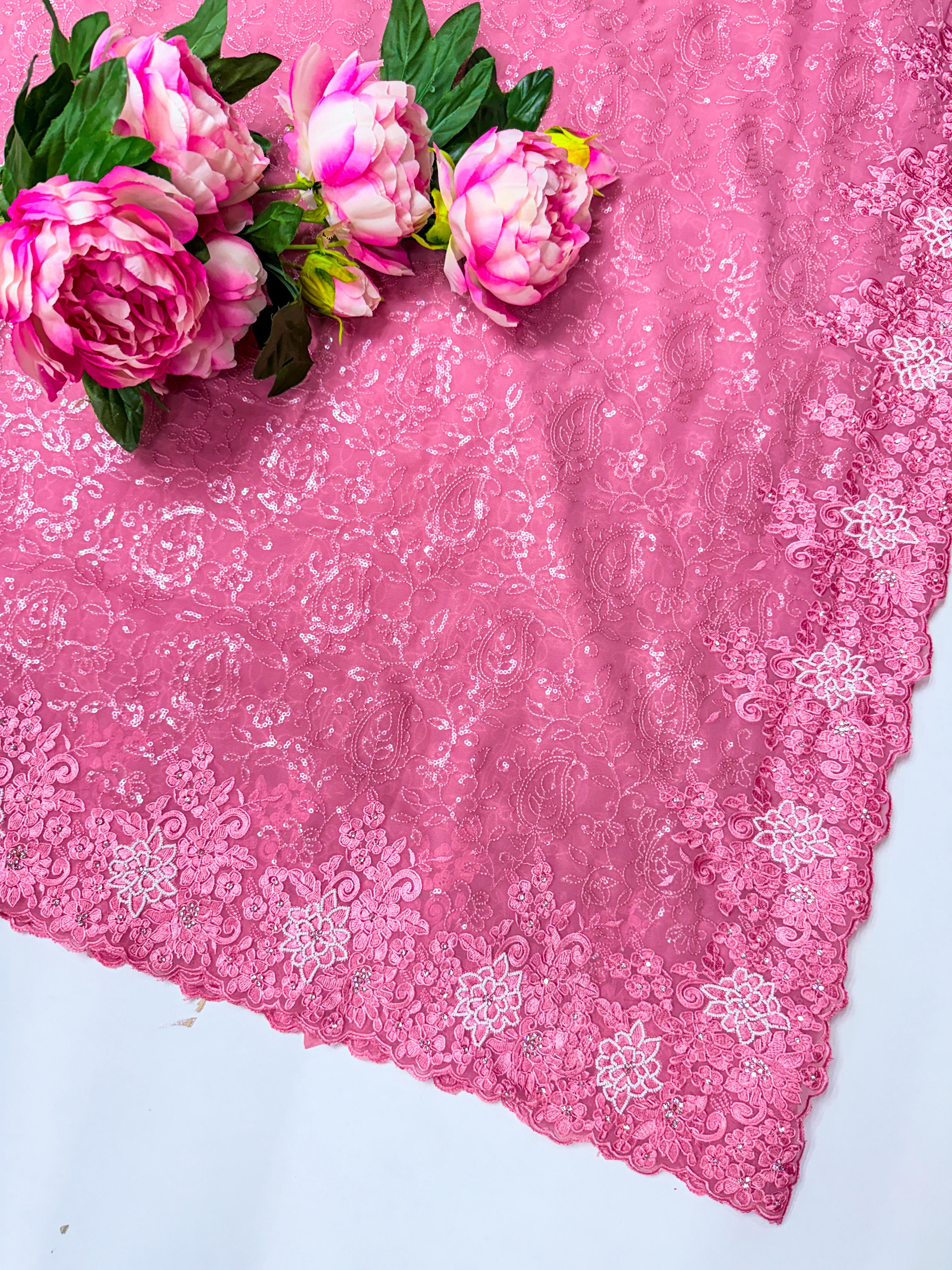 Pure georgate  saree with heavy work