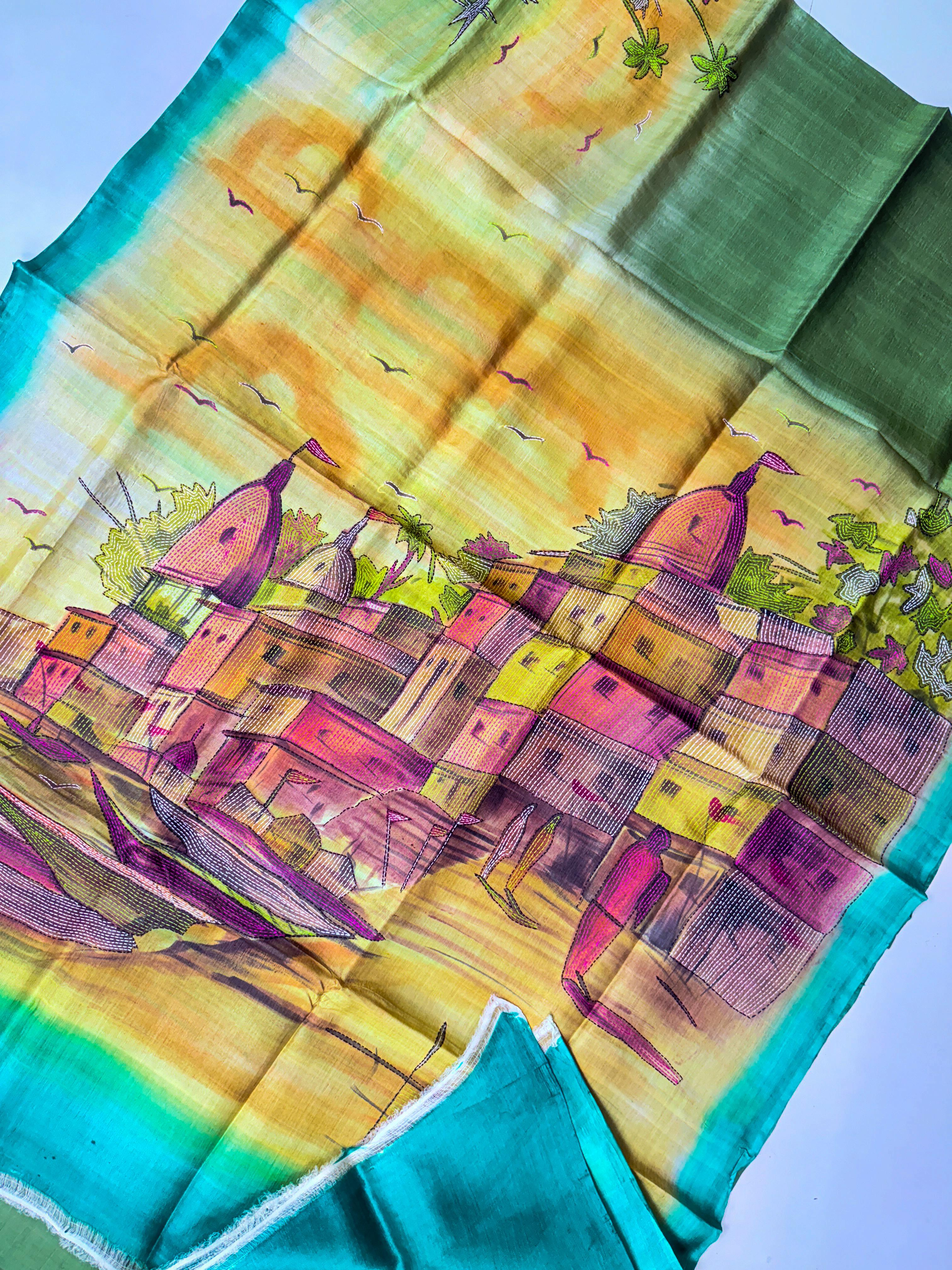 Premium handloom tussar  with vegetable colors dien