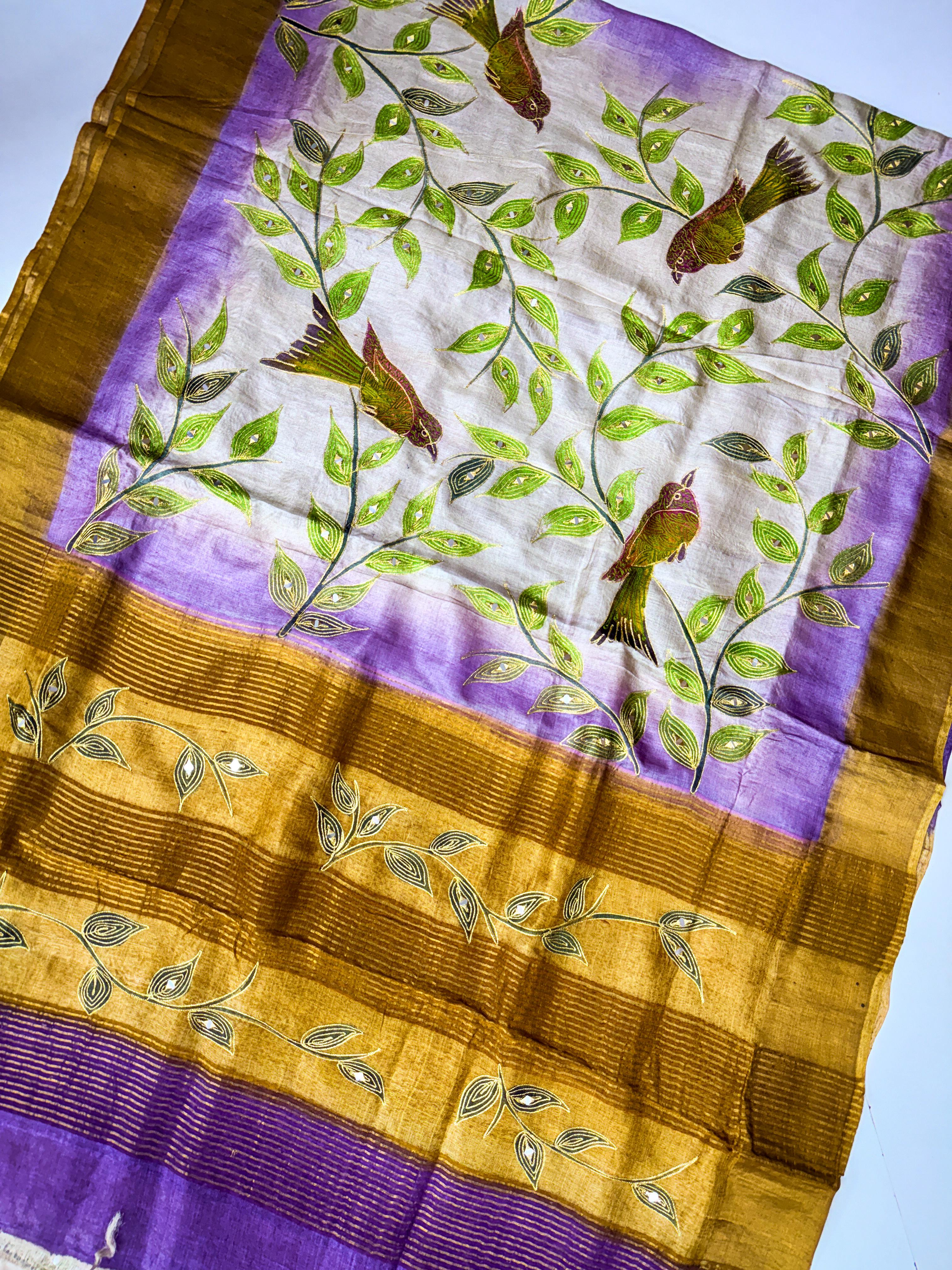 Premium handloom tussar  with vegetable colors dien