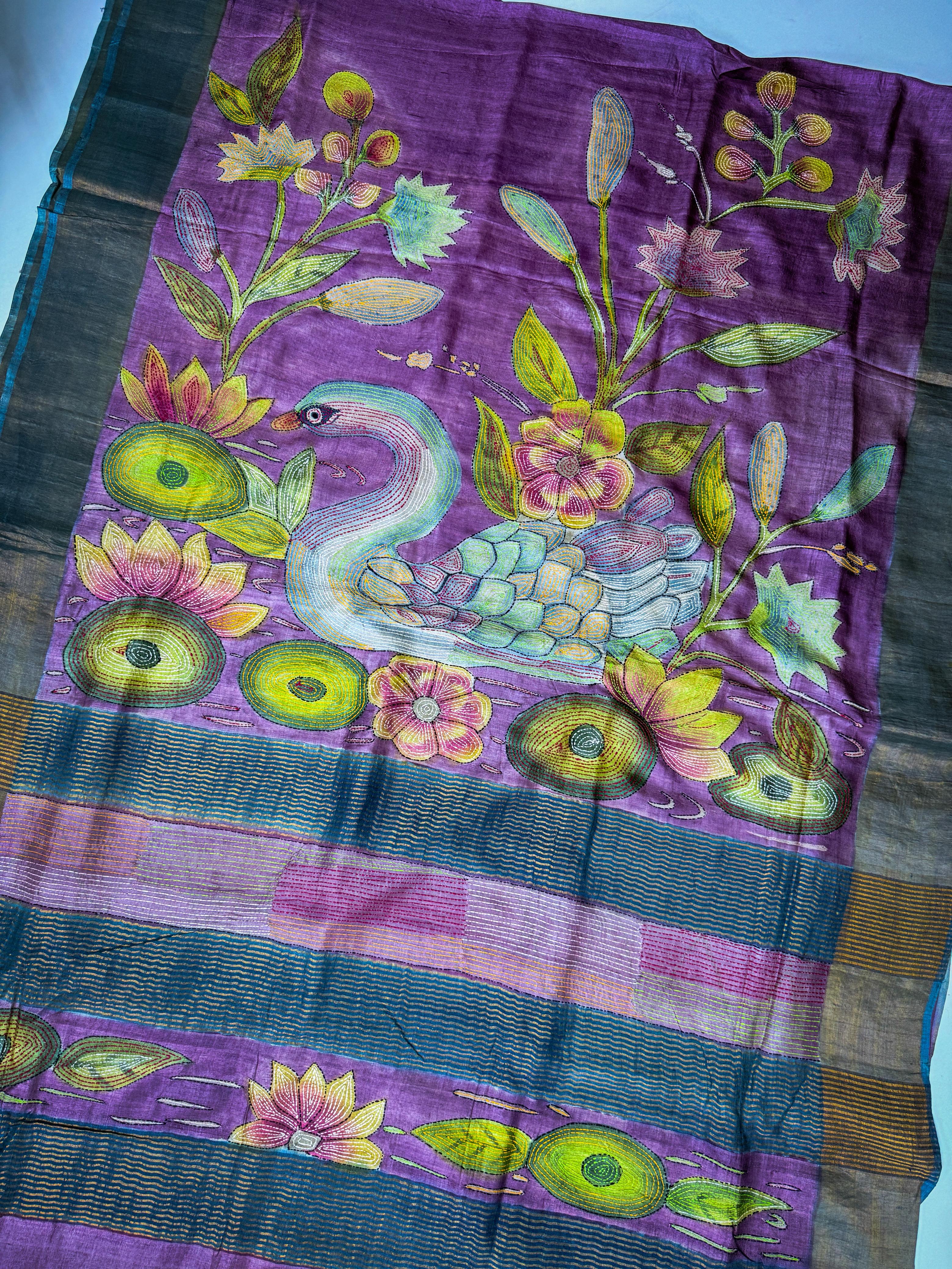 Premium handloom tussar  with vegetable colors dien