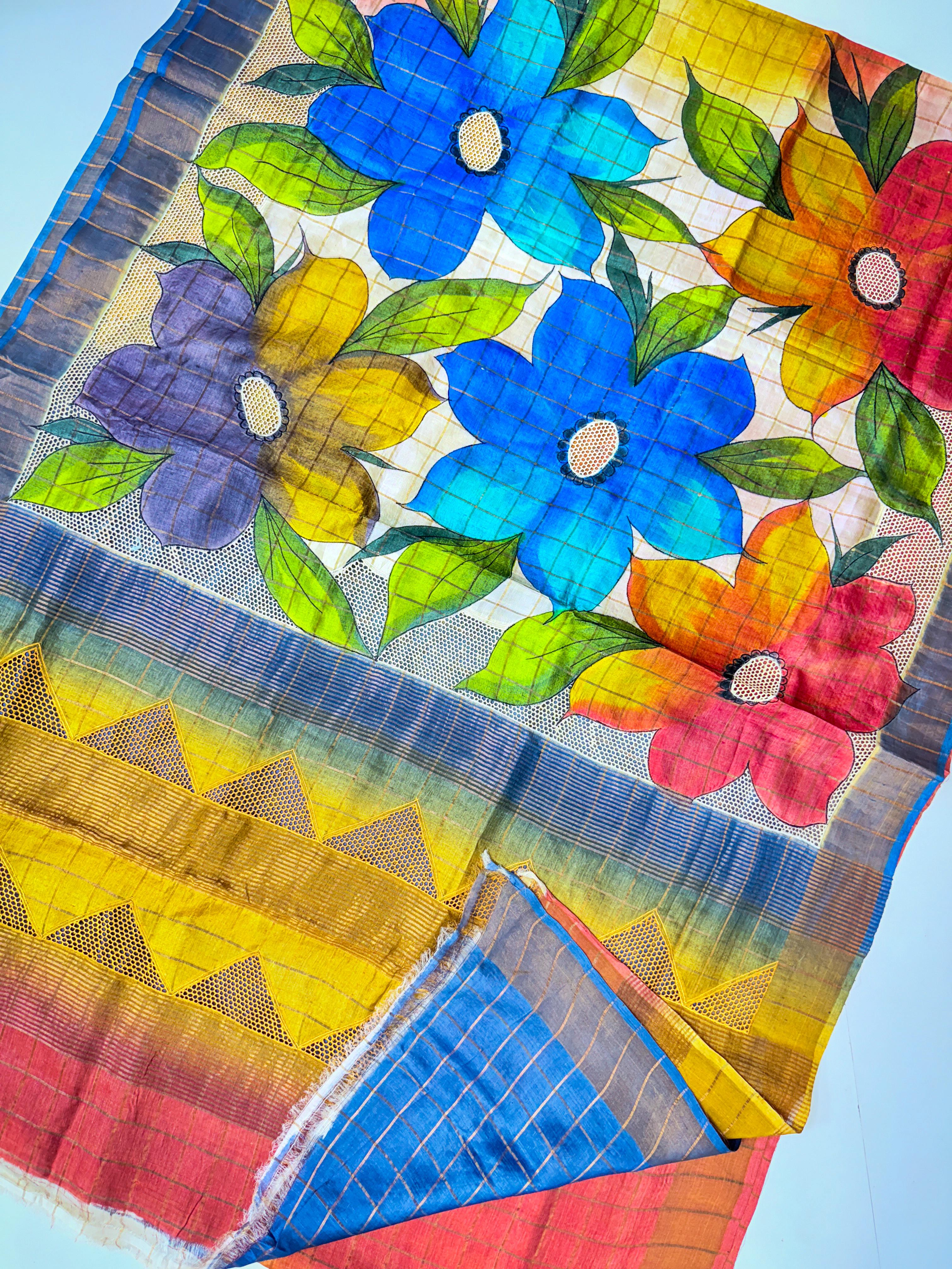Premium handloom tussar  with vegetable colors dien