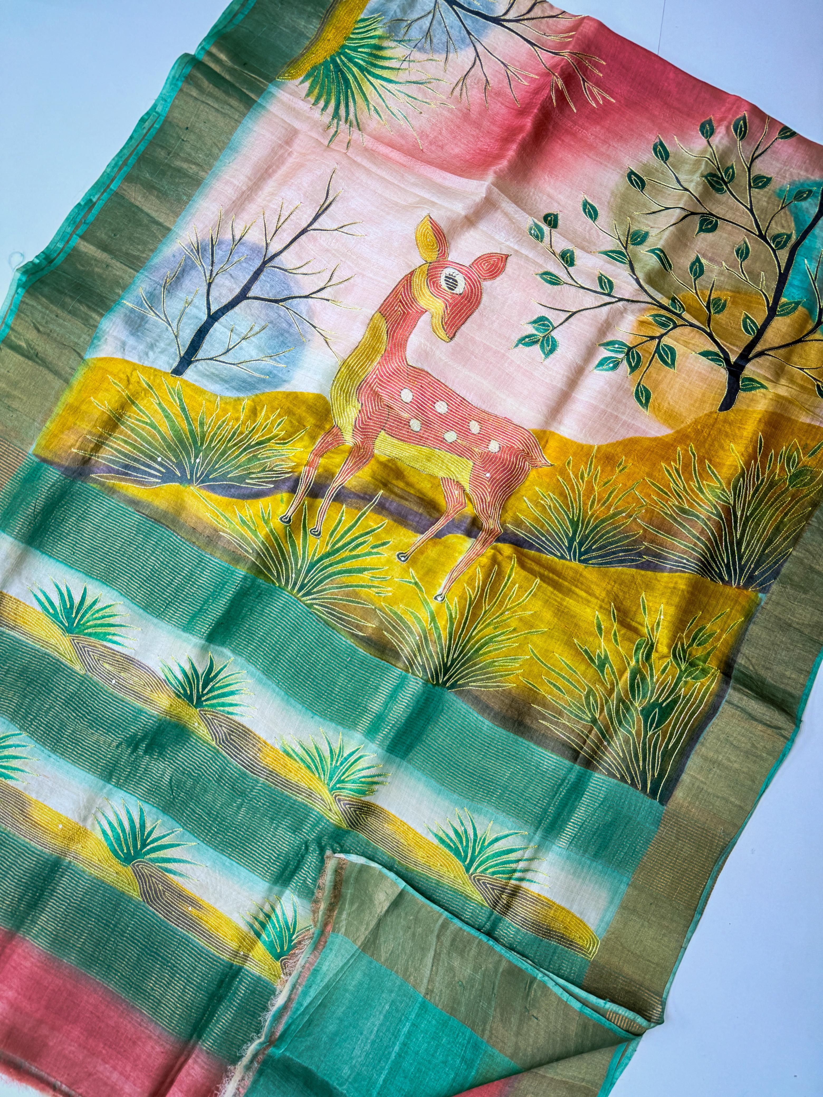 Premium handloom tussar  with vegetable colors dien