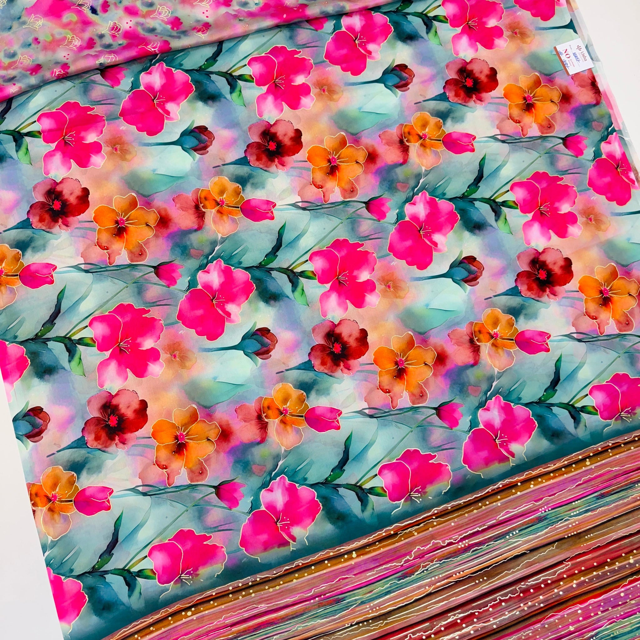 Russian Crape Gold Printed Saree