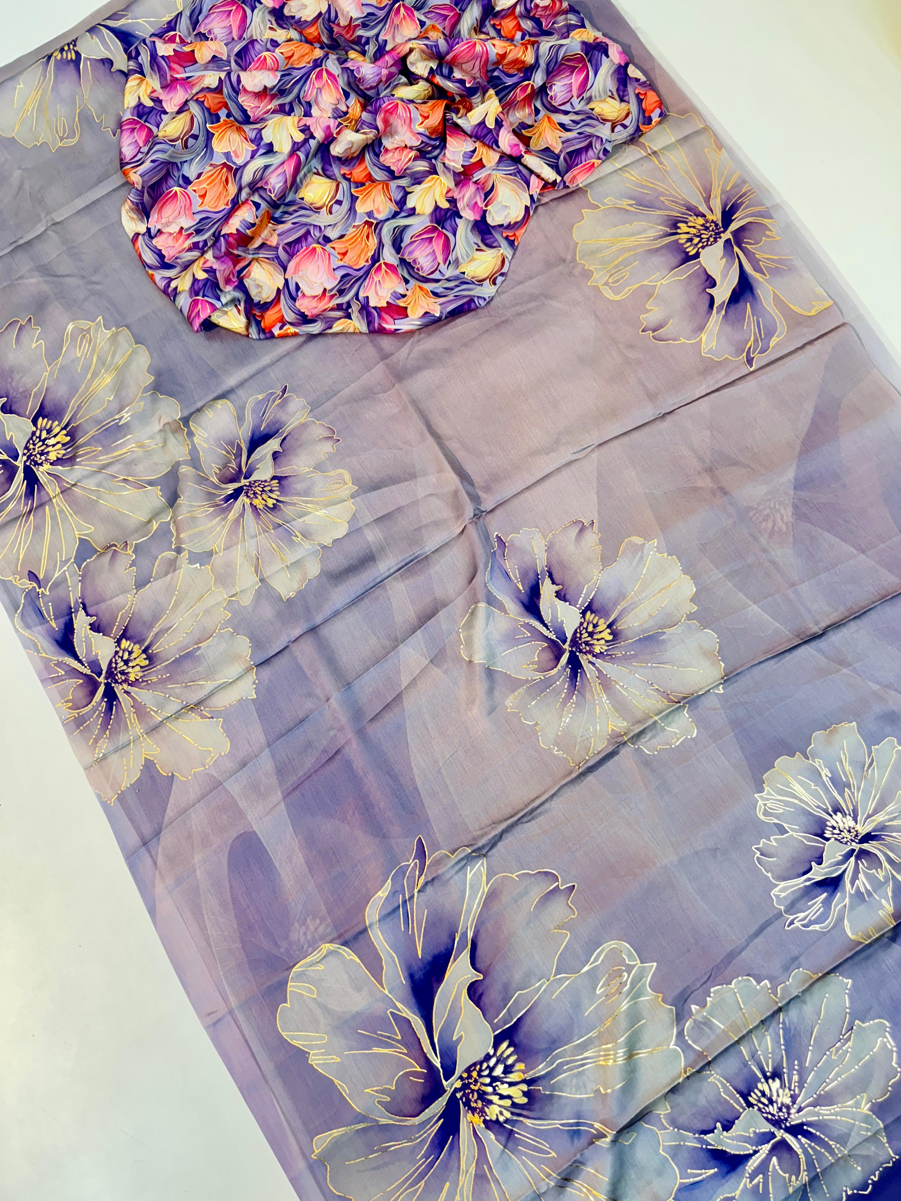Micro Gold Printed Sarees