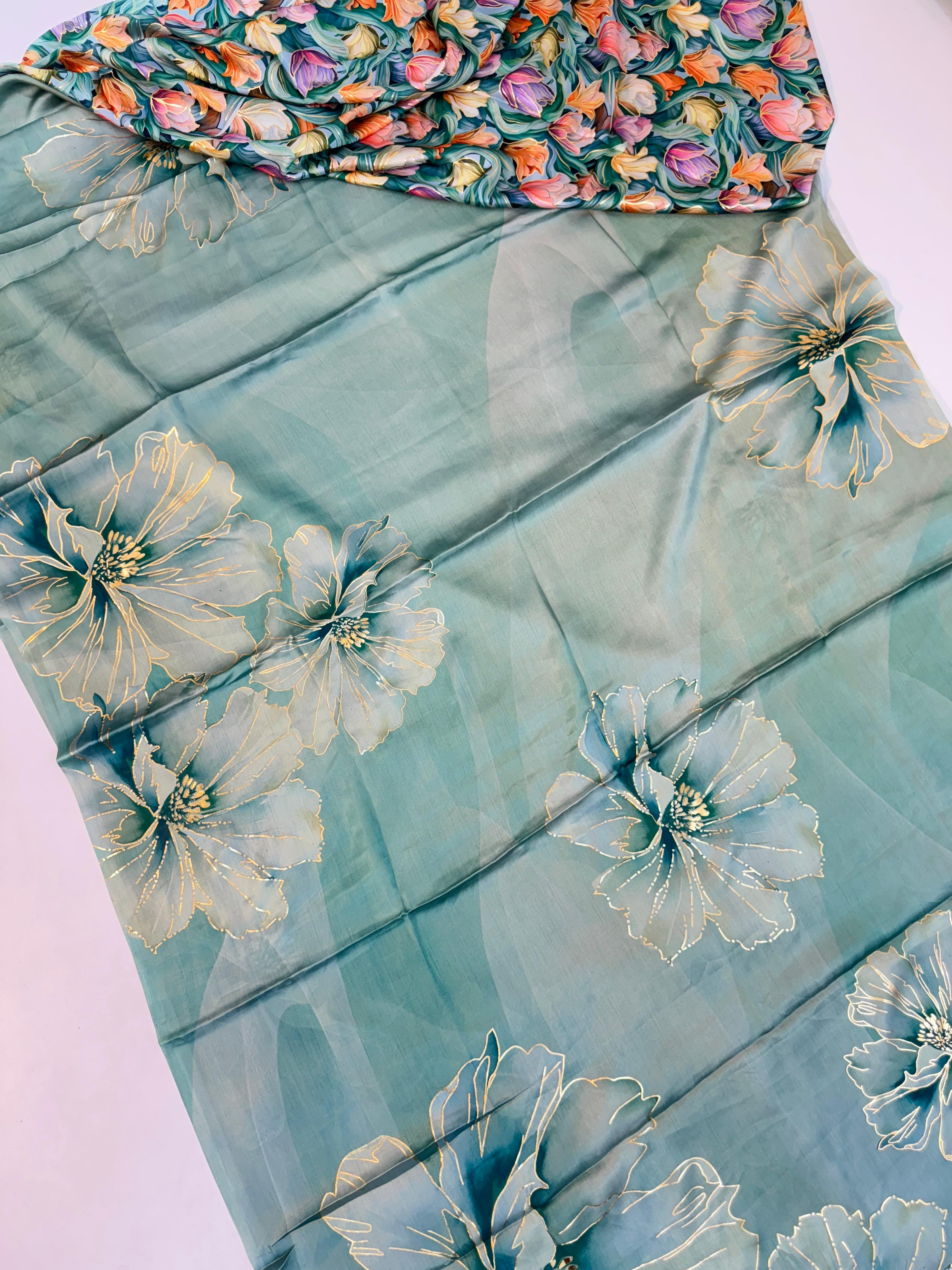 Micro Gold Printed Sarees