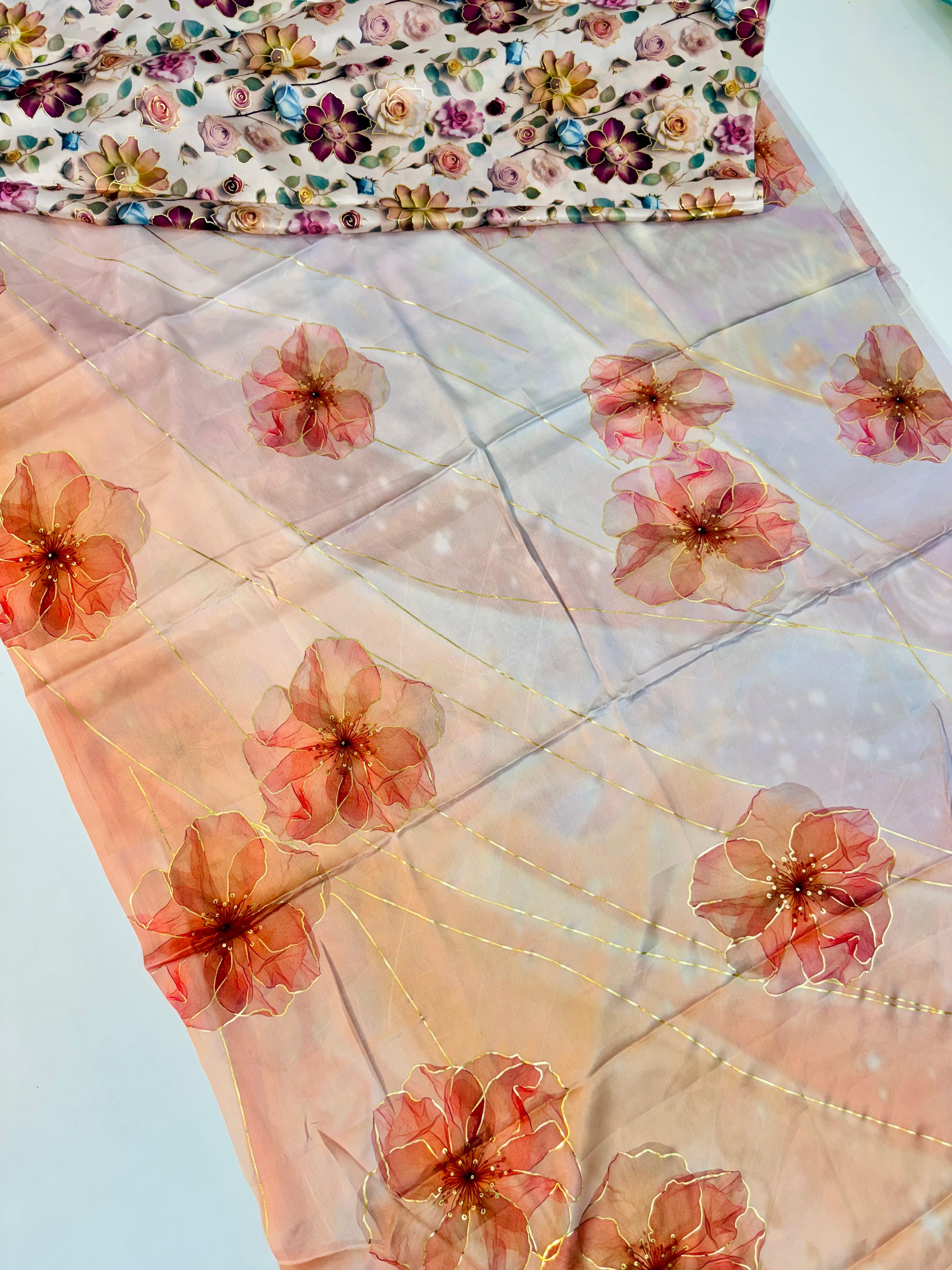 Micro Gold Printed Sarees