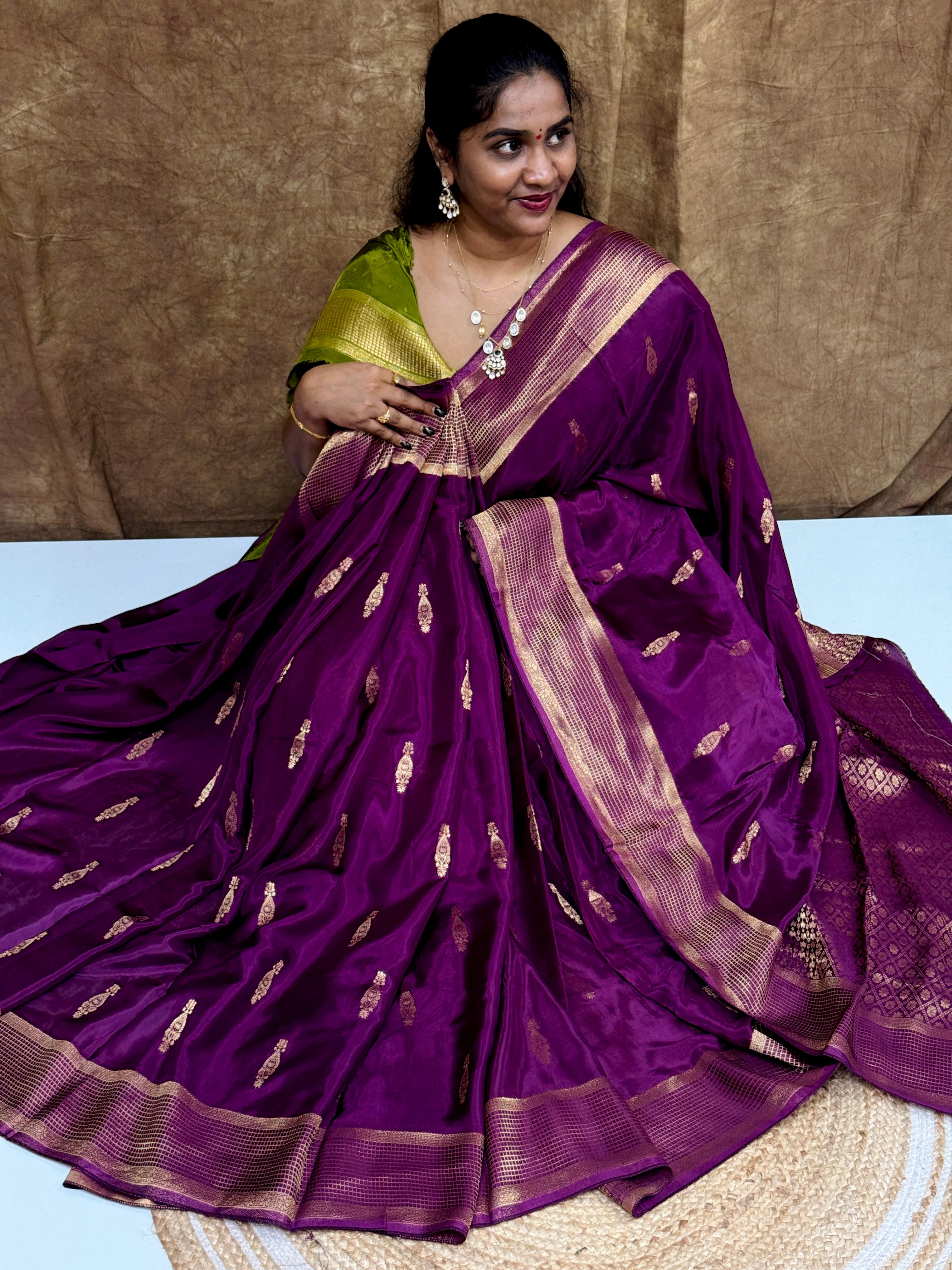 Pure Chinon Crape Silk Saree