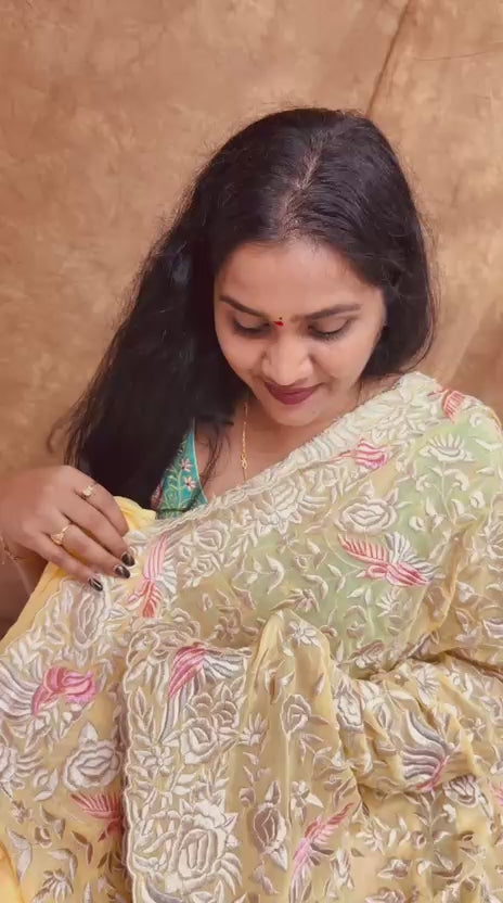 Pure Parci Work Saree